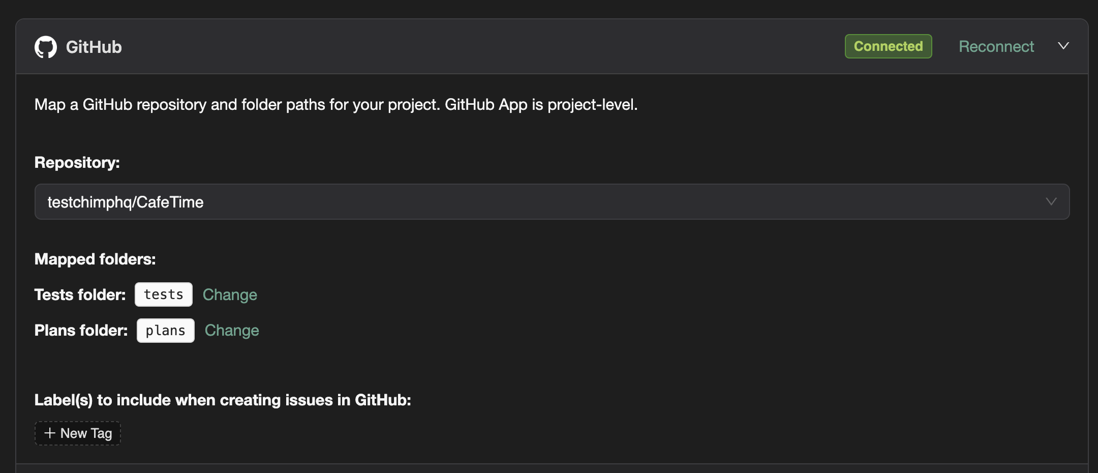 GitHub integration: repository selection and folder mapping