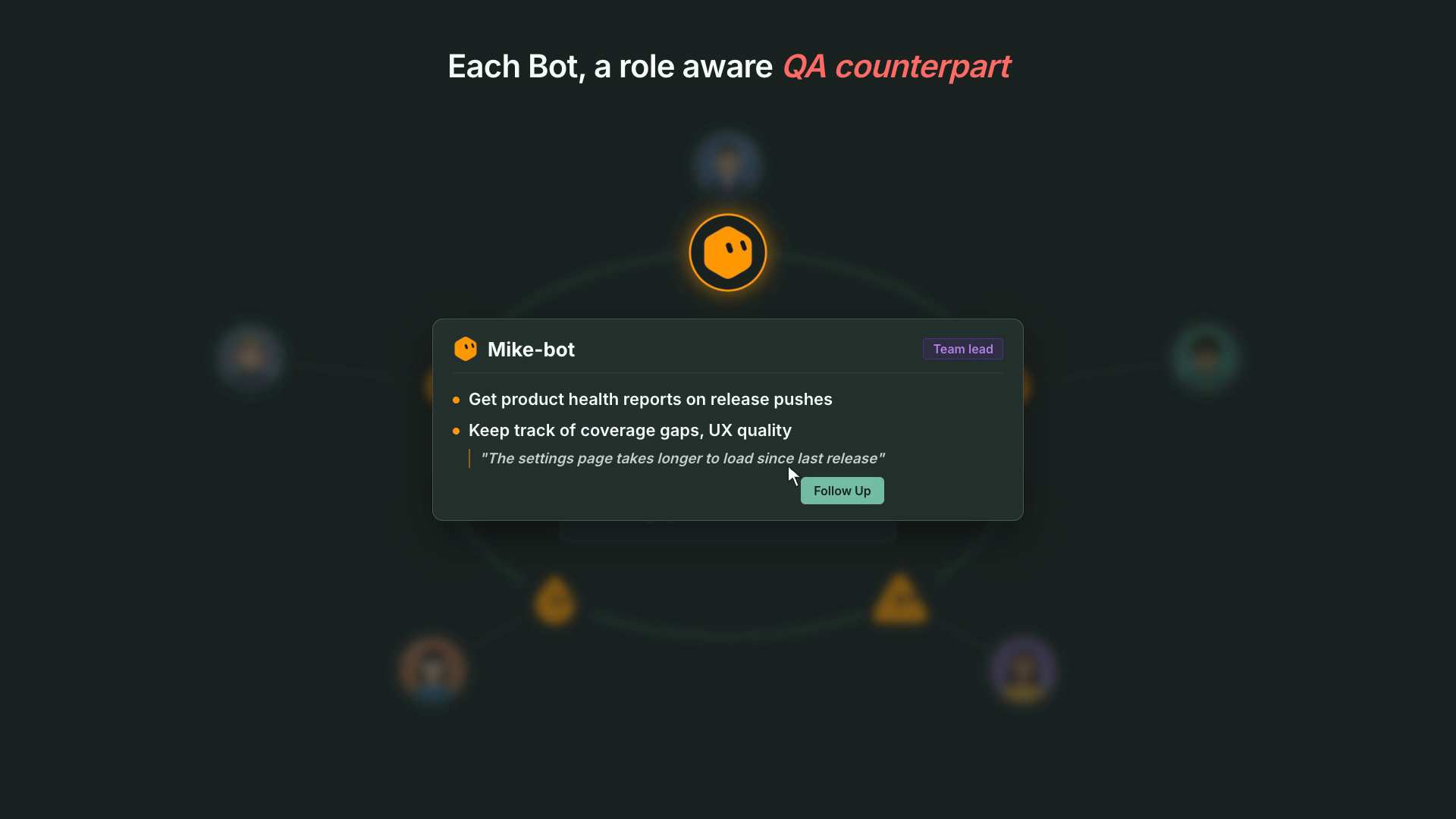 A team lead's Bonobi shares product health on release pushes and flags that the settings page got slower since the last release