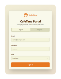 Image of made up webapp, cafetime